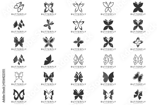 butterfly logo  Set of butterfly silhouettes isolated on white background  such as idea of logo