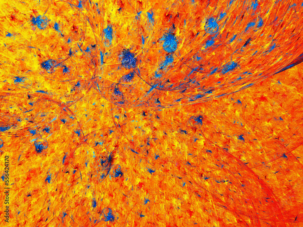 blue and orange abstract fractal background 3d rendering illustration