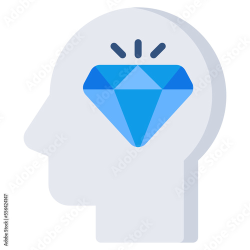Diamond inside brain, icon of precious mind