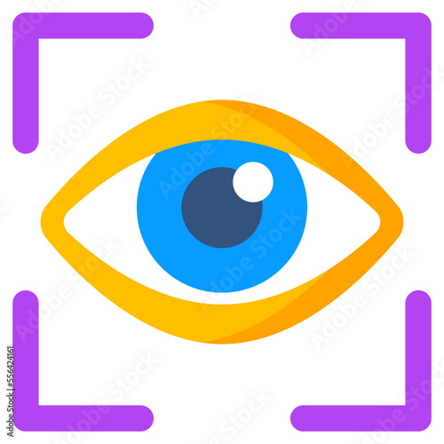 A colored design icon of iris recognition