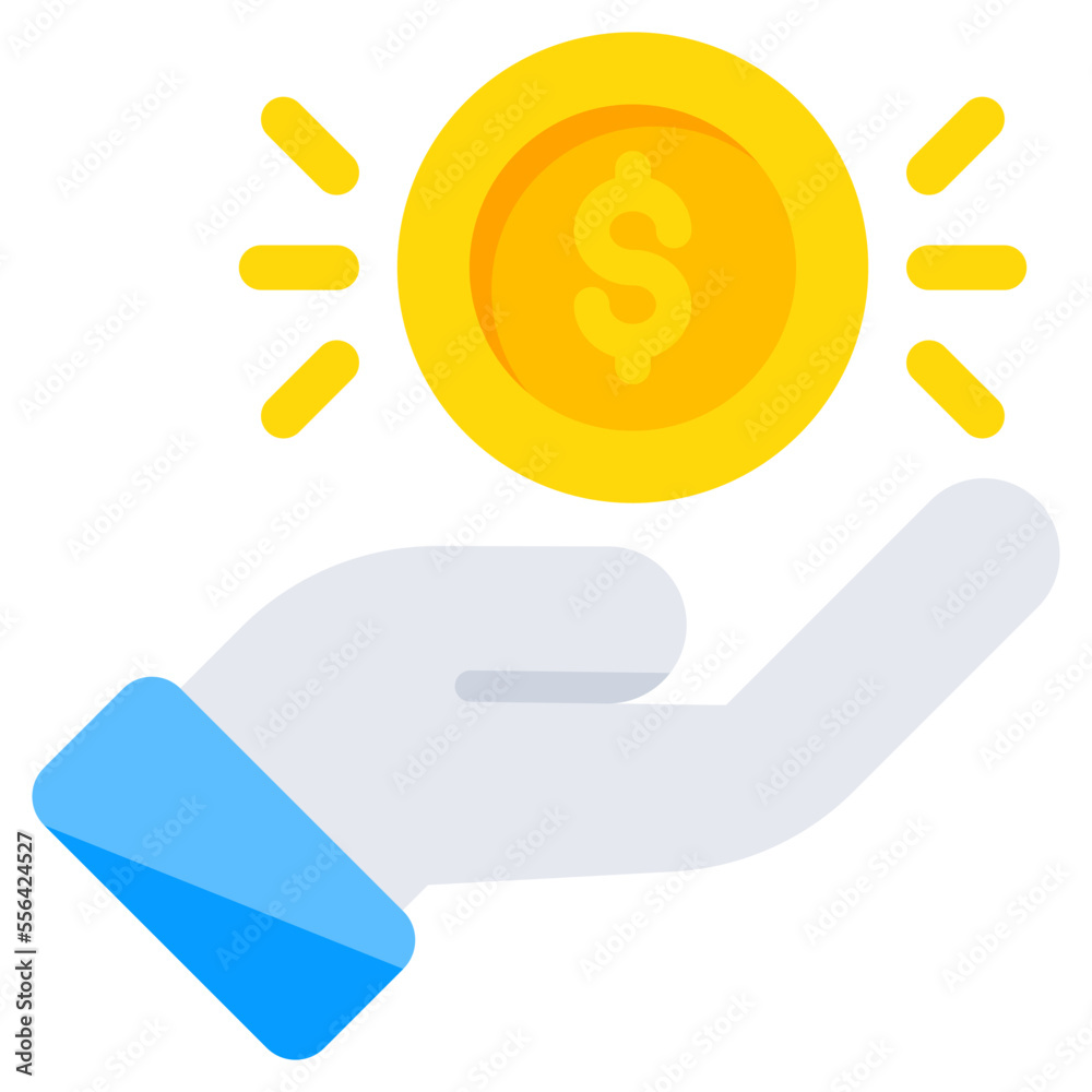 Hand giving money icon in flat design Hand giving money icon in flat design