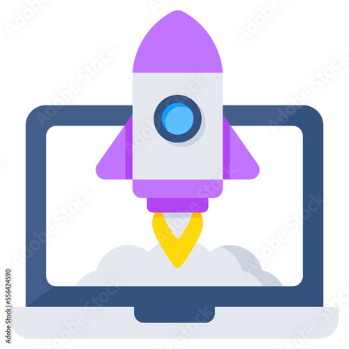 An icon design of online startup, flat vector 