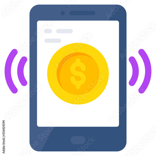 Dollar inside smartphone, icon of mobile money
