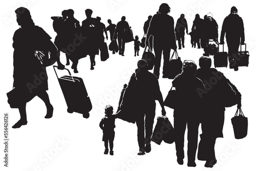 Vector illustration of Refugee concept design, It can use for Banners, Posters, Web, Digital, etc. Due to war, climate change, and global political issues, the refugee problem is gaining momentum. Edi