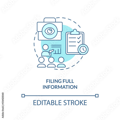 Filling full information turquoise concept icon. Prevent mass exodus during mergers abstract idea thin line illustration. Isolated outline drawing. Editable stroke. Arial, Myriad Pro-Bold fonts used