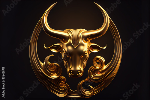 Taurus Zodiac abstract of Taurus horoscope golden symbols generative ai 