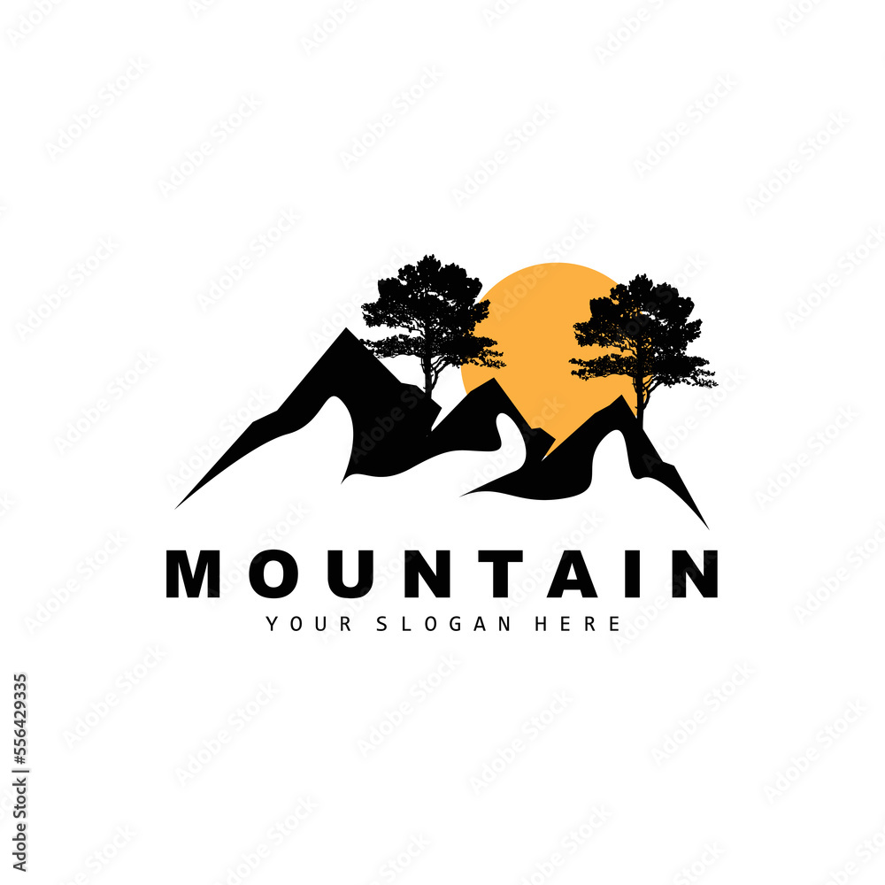 Mountain Logo Design, Vector Place For Nature Lovers Hiker Mountain Logo Design, Vector Place For Nature Lovers Hiker