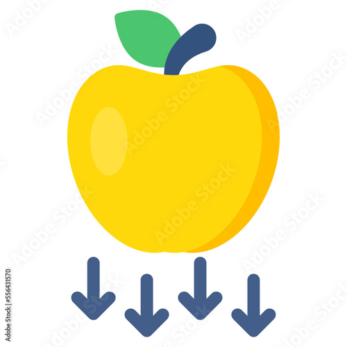 Colored design icon of falling apple 