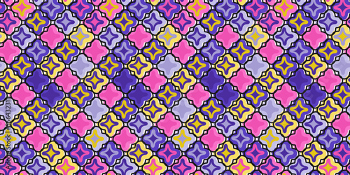 Colored crosses, texture seamless pattern. Wallpaper vector with cute and kawai crosses. Print and seamless pattern, design of textiles.