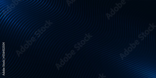 Wavy abstract background. Luxury dark blue backdrop with curve lines halftone gradient. Modern blue gradient flowing wave lines. Futuristic technology concept. Vector illustration