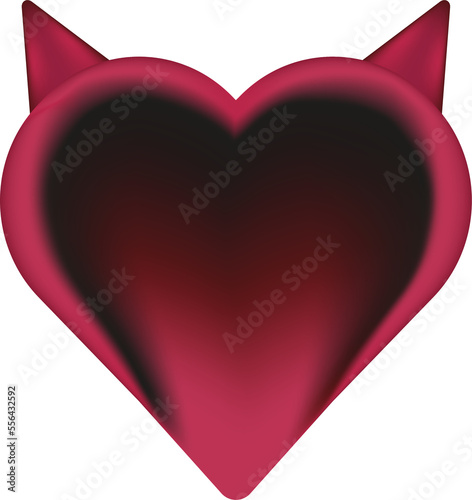 Heart fateful devil cheater Icon Heart with tongue and horns Funny Valentine's Day design element. 3d illustration  photo