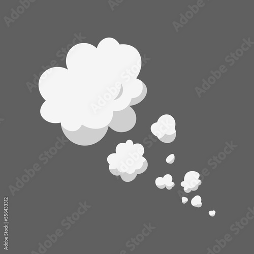 Cartoon smoke cloud. Comic stem effect. Vector fog silhouette set