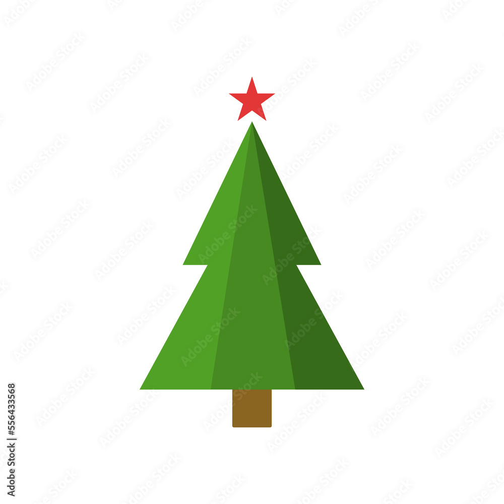 Fototapeta premium Christmas tree flat icon set. Xmas cartoon craft collection. Vector new year winter holiday desing element