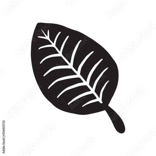 Dry autumn leaf silhouette icon
