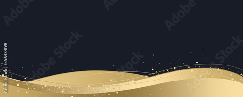 Abstract Festive Background In Black With Golden Waves