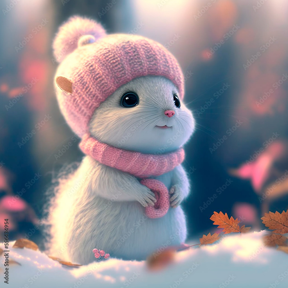 A squirrel in winter clothes standing on the street in winter A squirrel in winter clothes standing on the street in winter