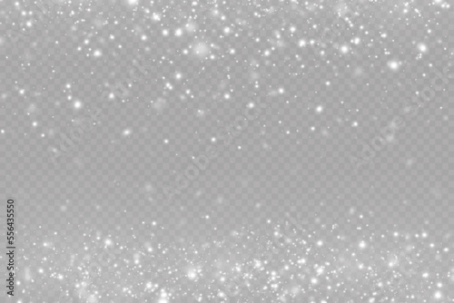 Realistic falling snow.Christmas background.Isolated on transparent background.