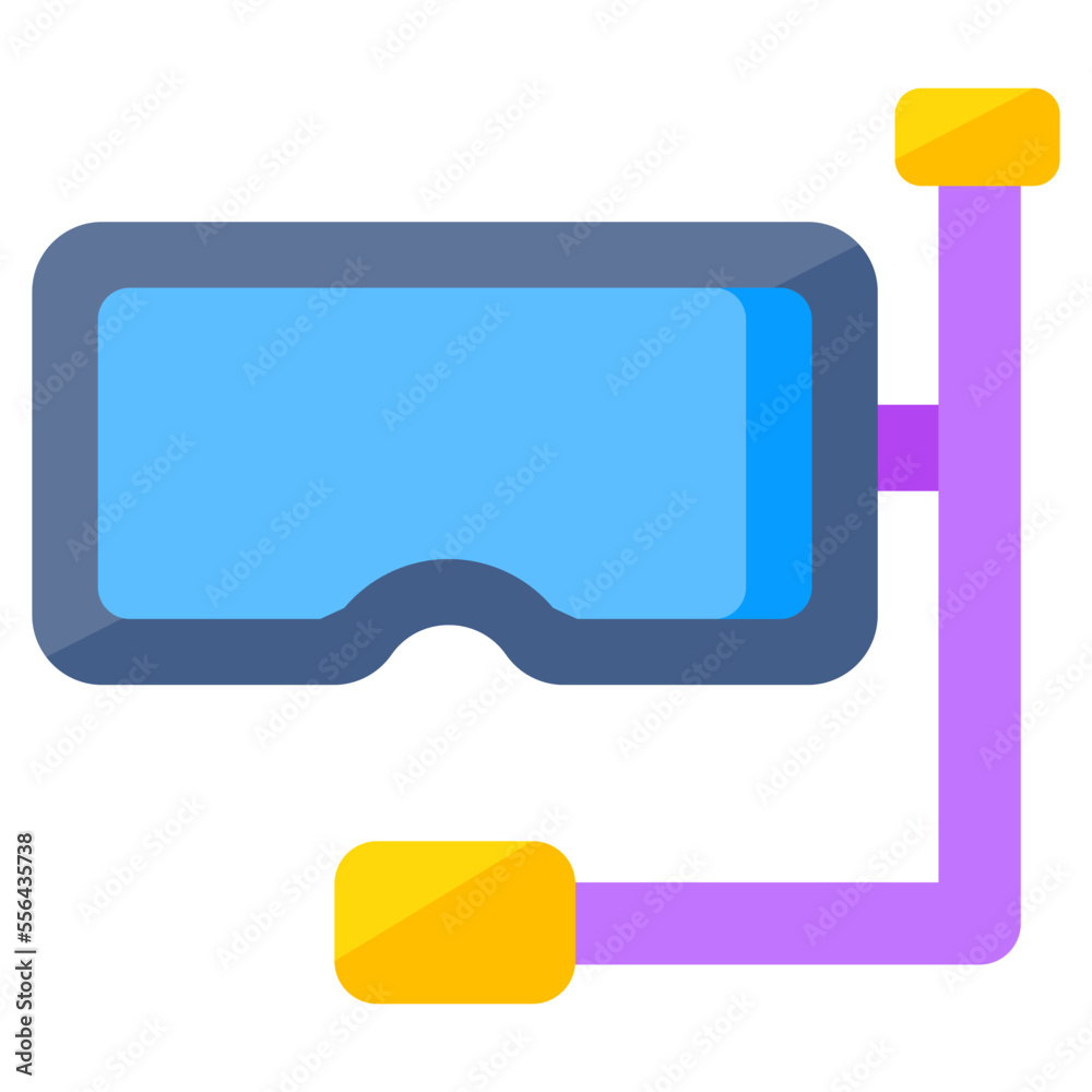 Oxygen pipe with goggles, icon of snorkeling mask Oxygen pipe with goggles, icon of snorkeling mask