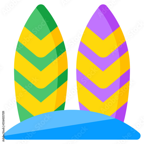 Adventure board icon, trendy design of surfboard