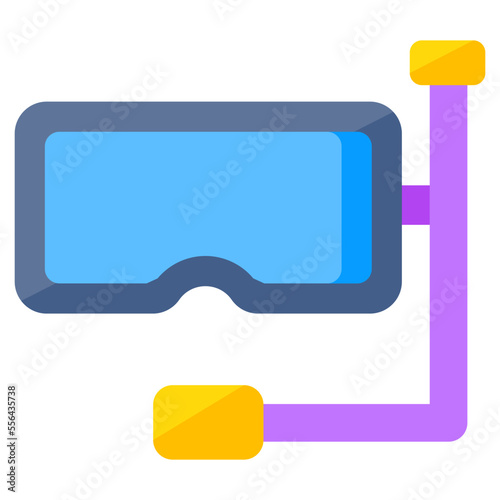 Oxygen pipe with goggles, icon of snorkeling mask
