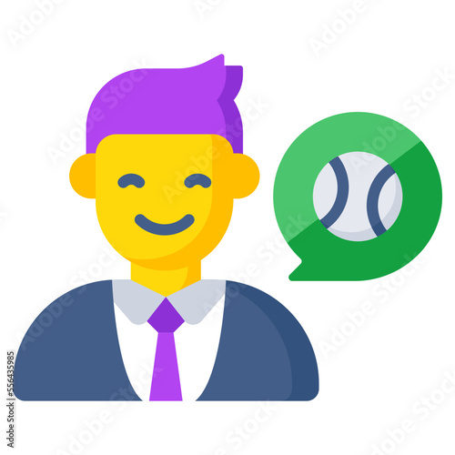 Trendy design icon of sports commentator 