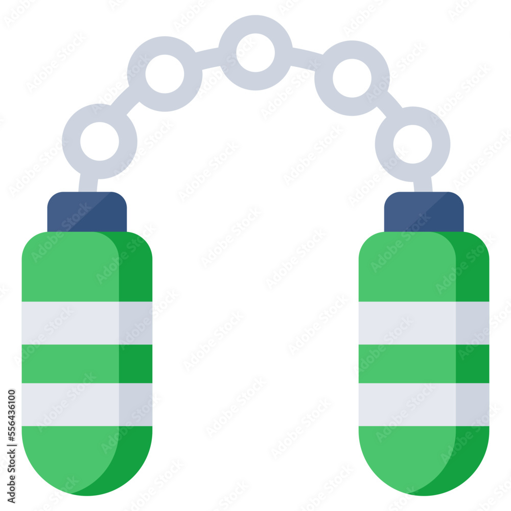 Medieval sports tool icon, flat design of nunchucks Medieval sports tool icon, flat design of nunchucks