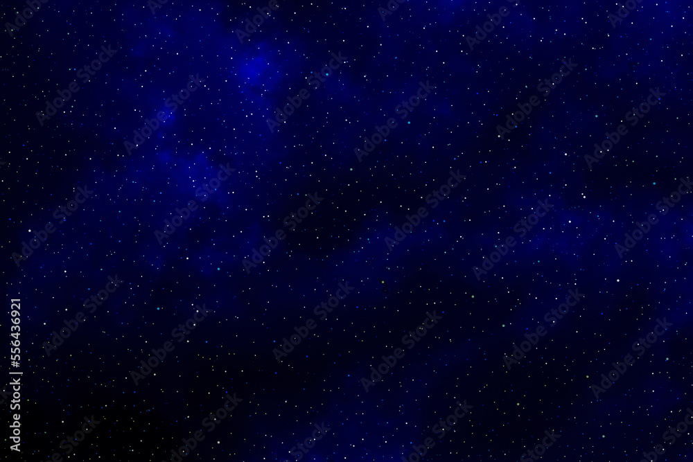 Starry night sky.  Galaxy space background.  Glowing stars in space.  Dark blue night sky with stars. 
