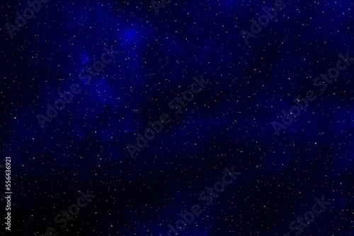 Starry night sky. Galaxy space background. Glowing stars in space. Dark blue night sky with stars. 