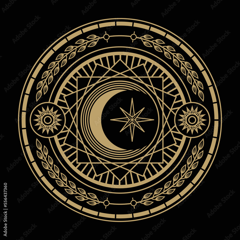 mysterious golden magical circle vector design