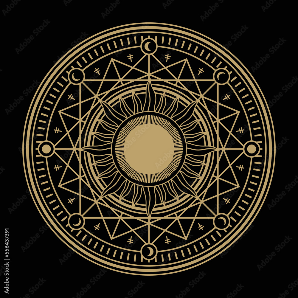 mysterious golden magical circle vector design mysterious golden magical circle vector design