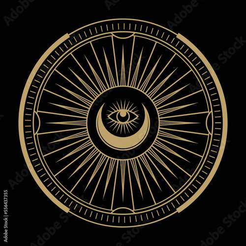 mysterious golden magical circle vector design