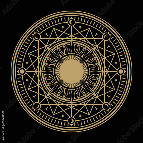 mysterious golden magical circle vector design