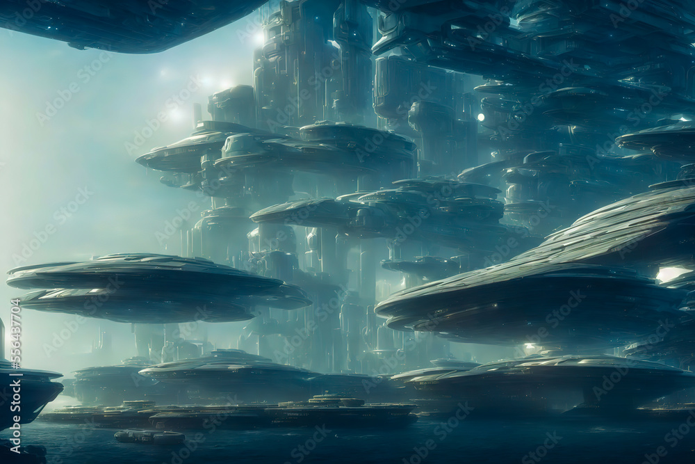 Fototapeta premium warship_in_galaxy