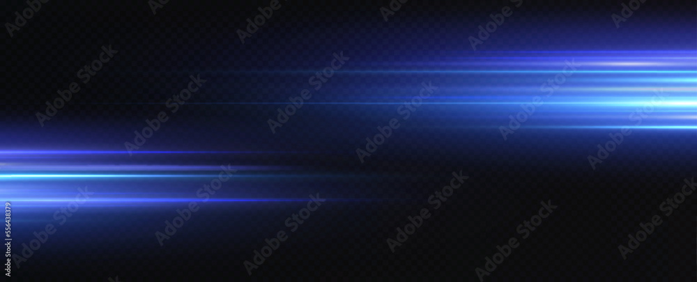 Vector illustration of a blue color. Light effect. Abstract laser beams of light. Chaotic neon rays of light