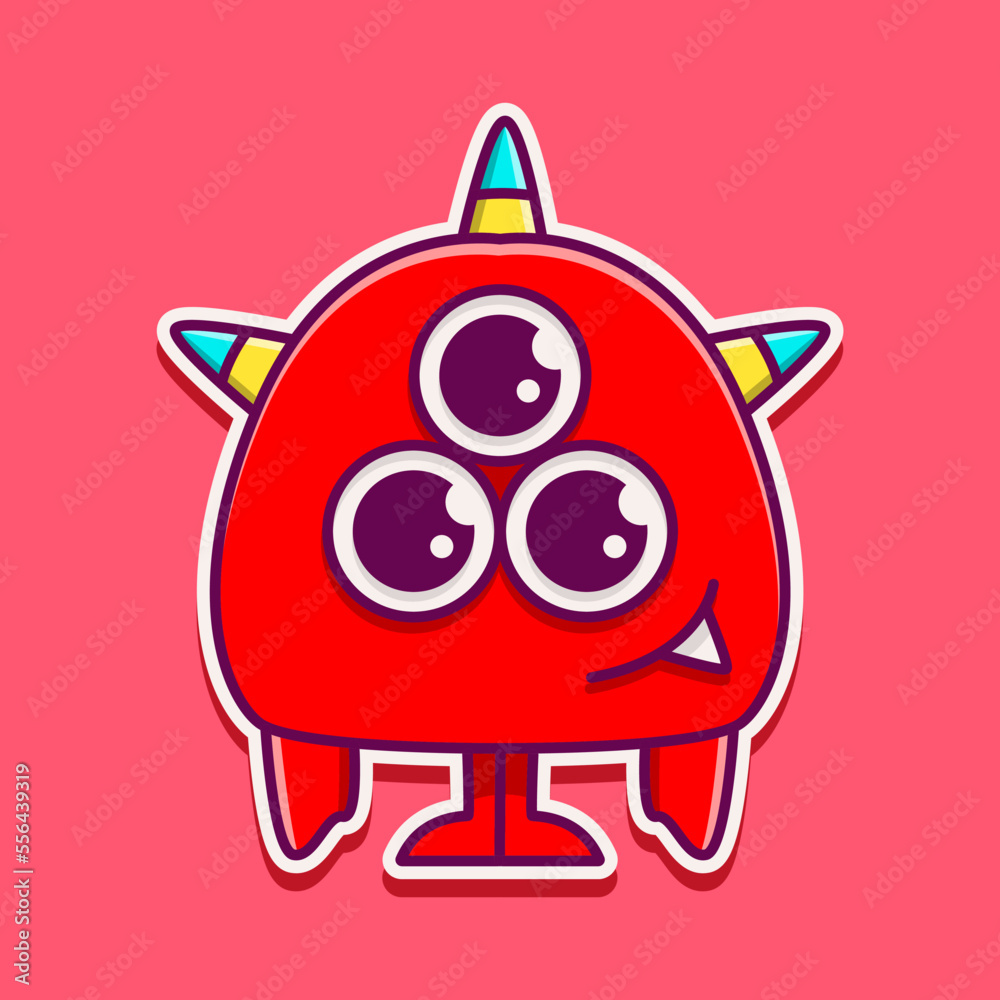 Fototapeta premium Doodle monster cartoon sticker design illustration