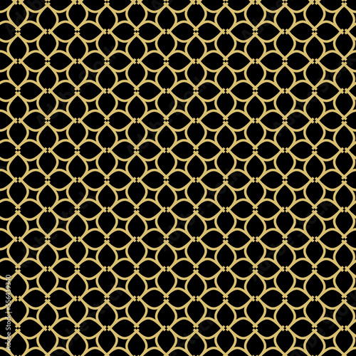 Seamless vector ornament. Modern wavy background. Geometric black and golden modern pattern