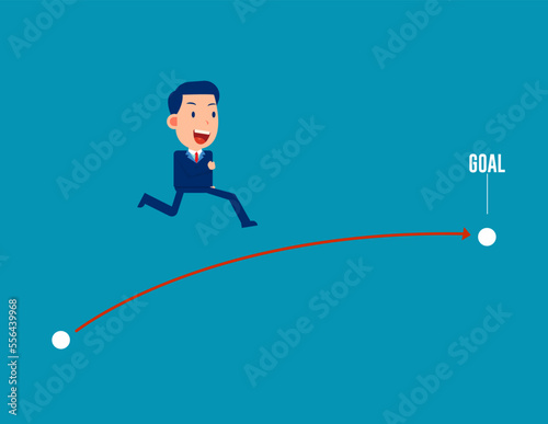 Business shortest route to achievement goals. Business vector illustration