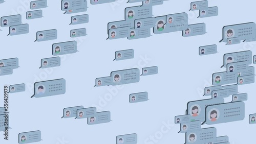 SNSのタイムラインに流れるコメント_青背景