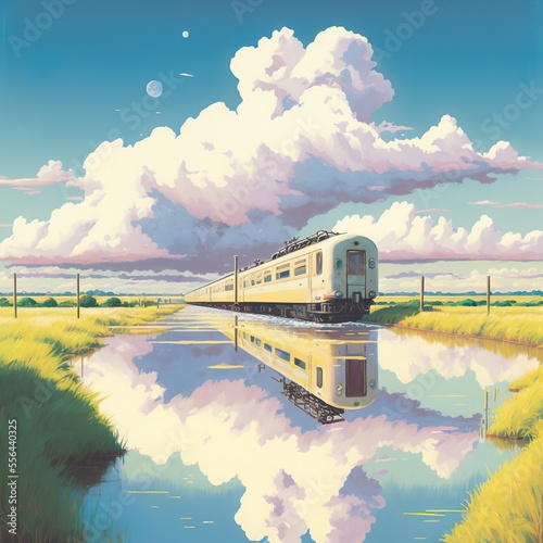 A old abandoned Japanese train crossing with a river running under a bridge.