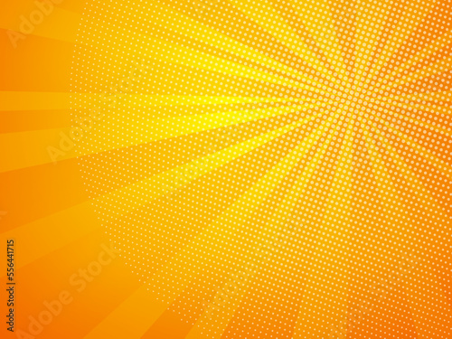 Pop art design element. Typical American comic book background with rays and halftones, vector illustration