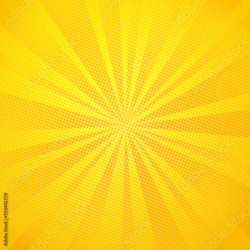 Pop art design element. Typical American comic book background with rays and halftones  vector illustration