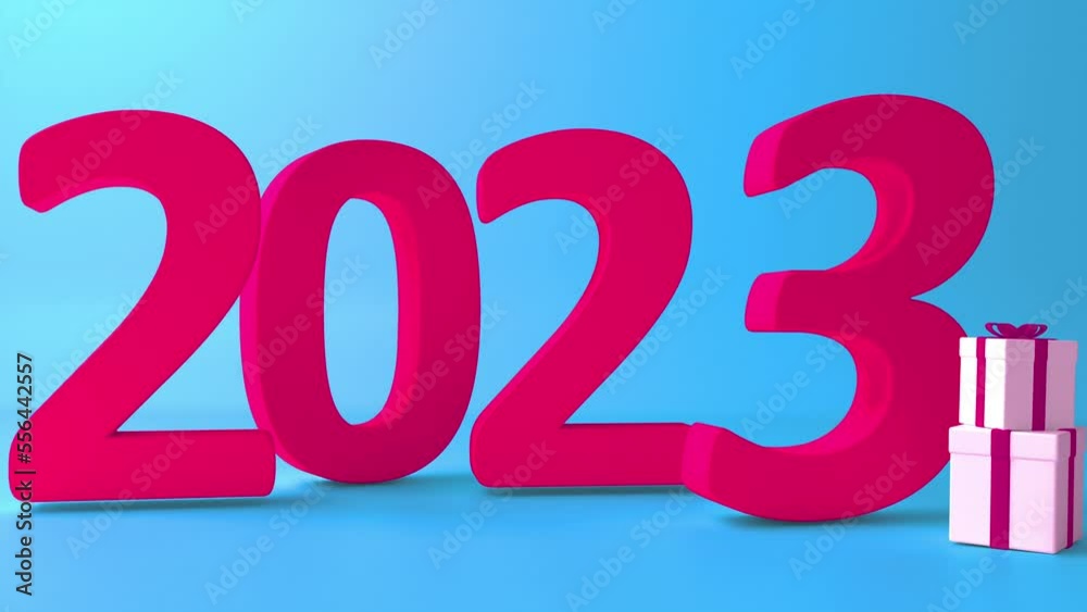 2023 animated text. Word 2023 3d text. Happy new year Concept. Flying object. Bright dynamic animation on simple background. 3D Animation. 2023 animated text. Word 2023 3d text. Happy new year Concept. Flying object. Bright dynamic animation on simple background. 3D Animation.