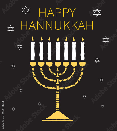Vector illustration of menorah with Happy Hanukkah message