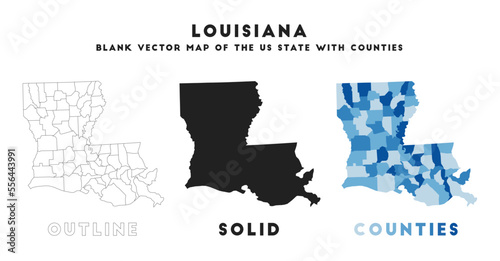 Louisiana map. Borders of Louisiana for your infographic. Vector US state shape. Vector illustration.