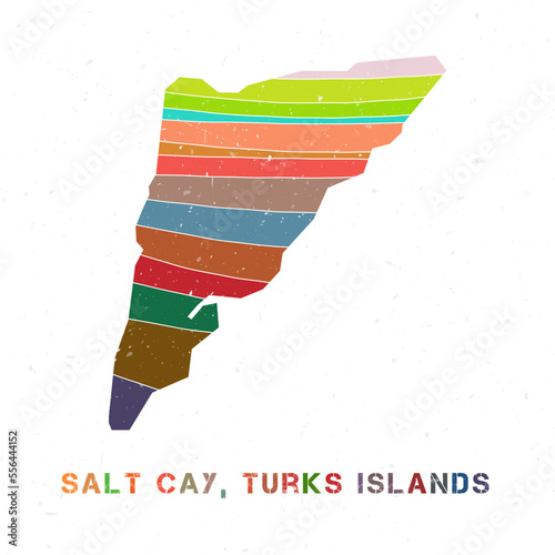 Salt Cay, Turks Islands map design. Shape of the island with beautiful geometric waves and grunge texture. Cool vector illustration. photo