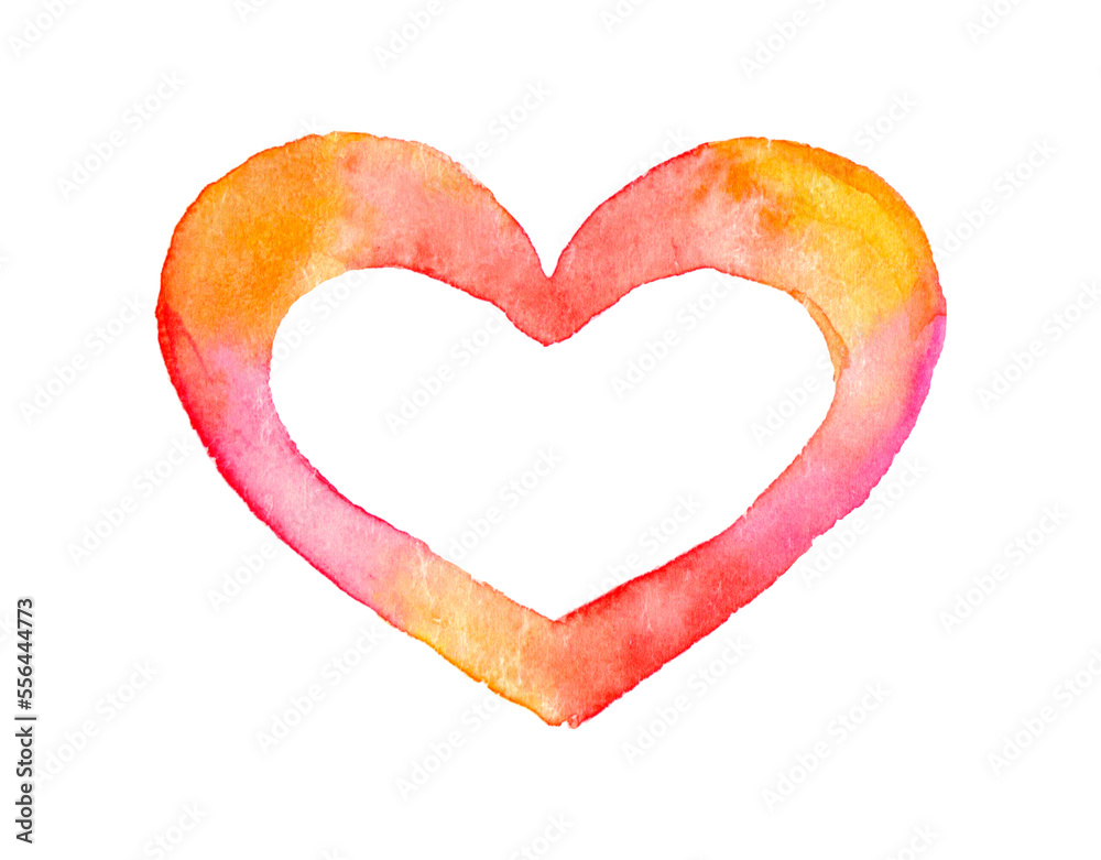 watercolor hand drawn red heart isolated on white background
