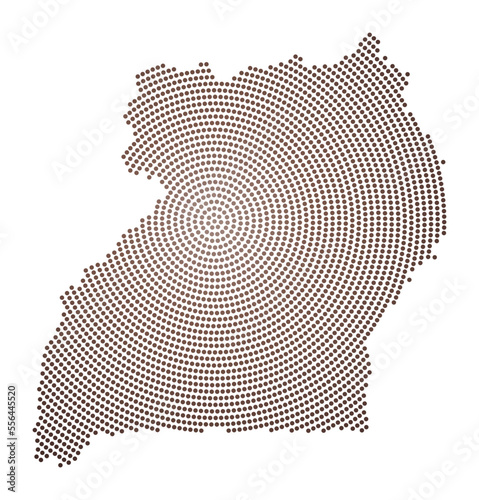 Uganda dotted map. Digital style shape of Uganda. Tech icon of the country with gradiented dots. Neat vector illustration. photo