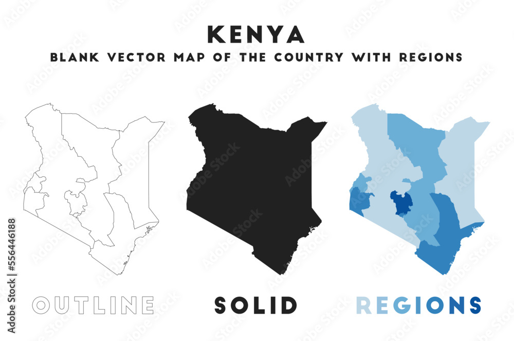 Kenya map. Borders of Kenya for your infographic. Vector country shape. Vector illustration. Kenya map. Borders of Kenya for your infographic. Vector country shape. Vector illustration.
