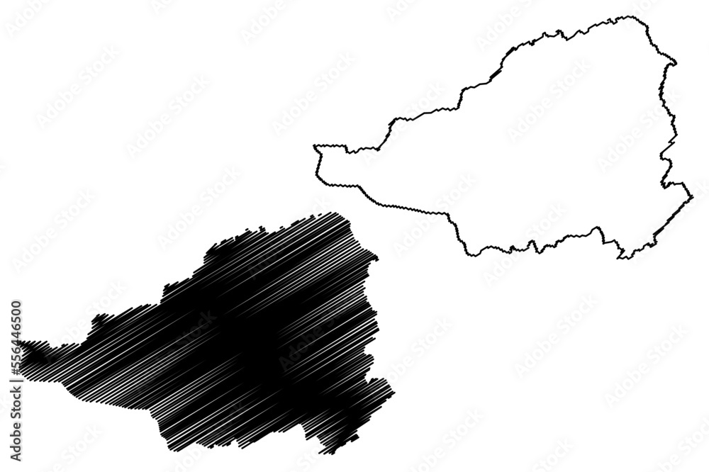 Aiuaba municipality (Ceará state, Municipalities of Brazil, Federative Republic of Brazil) map vector illustration, scribble sketch Aiuaba map