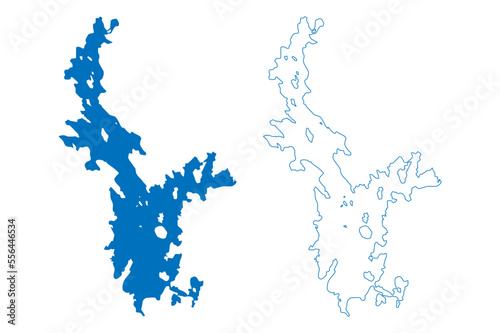 Lake Lough Ree (Republic of Ireland) map vector illustration, scribble sketch Loch Rí or Ri map